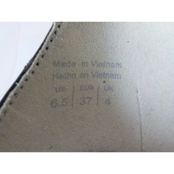 Aldo Black Sandals 6.5 M Stilettos Heel Ankle Strap Faux Leather Animal Print - Picture 11 of 12